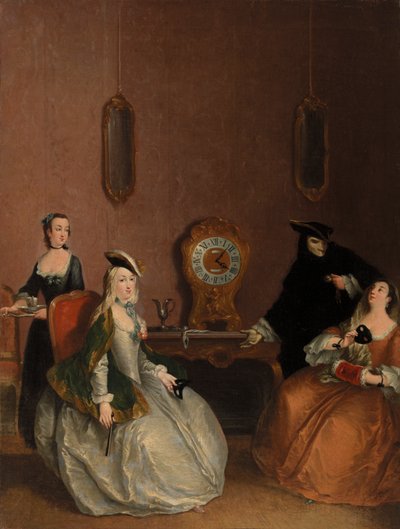 Interieurscène - Gemaskerd feest door Pietro Longhi