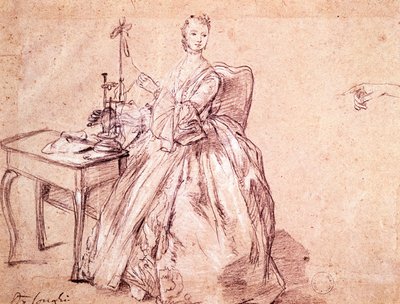 Dame die draad spint door Pietro Longhi