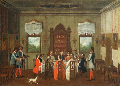 Lunch in de villa, uit de school van Pietro Longhi door Pietro Longhi
