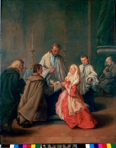 De sacramenten: Huwelijksceremonie door Pietro Longhi
