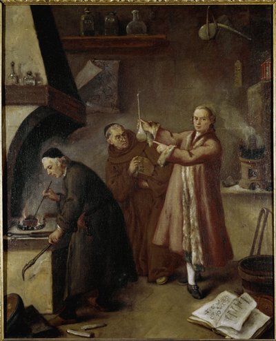 Het laboratorium van de alchemist door Pietro Longhi