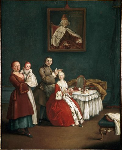 De kapper Schilderij door Pietro Longhi (1701-1785) 1760 Venetië, Ca 