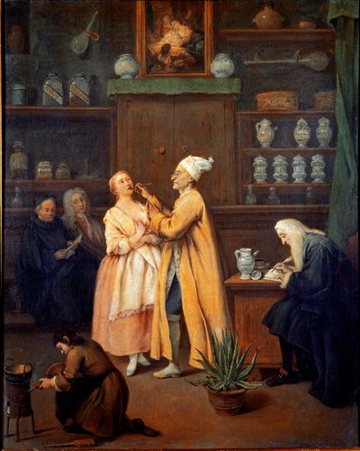De apotheker. Schilderij door Pietro Longhi (1702-1785). 1752 Galleria dell
