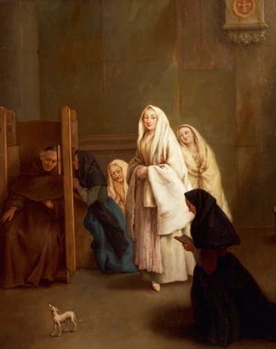 De zeven sacramenten: Biecht door Pietro Longhi