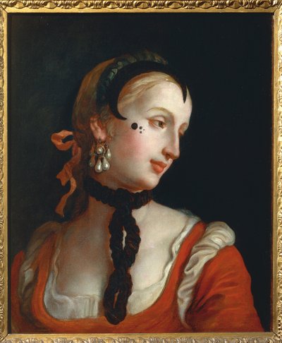 Venetië: Vrouw met een schoonheidsvlek door Pietro Longhi