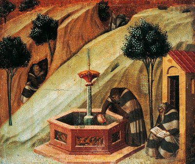 Karmeliet haalt water uit de bron van de profeet Elia (detail) door Pietro Lorenzetti