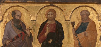 Christus tussen de heiligen Paulus en Petrus, c.1320 door Pietro Lorenzetti