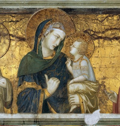 De Maagd met het Kind tussen Franciscus van Assisi en Johannes de Evangelist. (detail). Ca. 1315-1319 door Pietro Lorenzetti