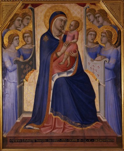 Madonna en Kind op de Troon met Engelen, 1340 door Pietro Lorenzetti
