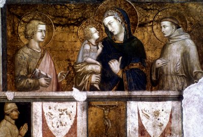 Madonna en Kind tussen St. Franciscus en St. Johannes de Evangelist, ca. 1320s door Pietro Lorenzetti