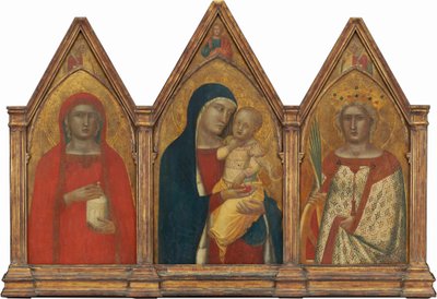 Madonna en kind met de zegenende Christus, en heiligen Maria Magdalena en ..., waarschijnlijk 1340 door Pietro Lorenzetti