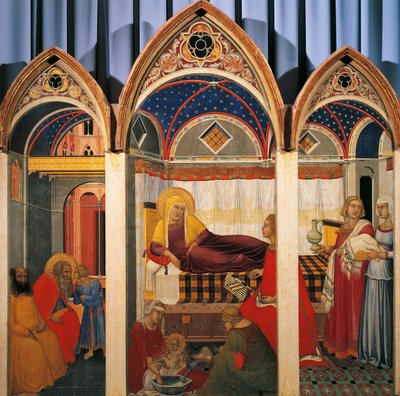 Drieluik van de geboorte van de Maagd door Pietro Lorenzetti