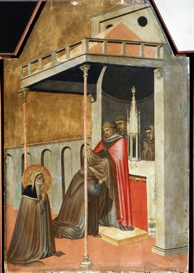 Ugolotti neemt het monnikskleed aan (detail) door Pietro Lorenzetti