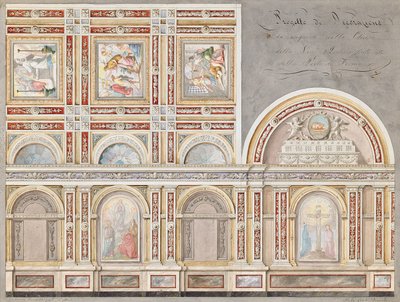Studie van de fresco door Giacomo Cordella in het interieur van de Chiesa della Pieta, Fermo door Pietro Lucchini