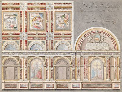 Studie van de fresco door Giacomo Cordella in het interieur van de Chiesa della Pieta, Fermo door Pietro Lucchini