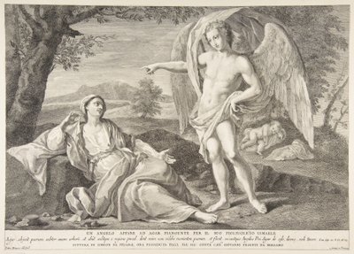Een engel verschijnt aan Hagar, 1727-72 door Pietro Monaco