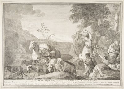 Esau en zijn familie scheiden van Jacob door Pietro Monaco