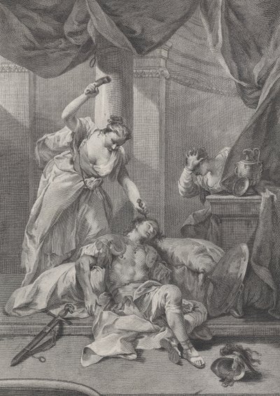 Jael slaat een tentpin in de slaap van de slapende Sisera, ca. 1730-39 door Pietro Monaco
