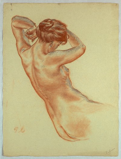 Halffiguur van een zittende naakte vrouw door Pietro Montana