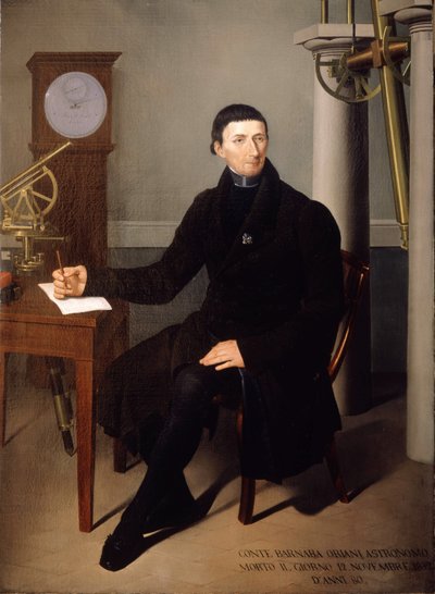 Portret van Barnaba Oriani, astronoom door N. Carducci. 19e eeuw schilderij door Pietro Narducci