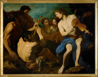 Een muzikale wedstrijd tussen Apollo en Marsyas, geschilderd rond 1631/32 (schilderij op doek) door Pietro Novelli