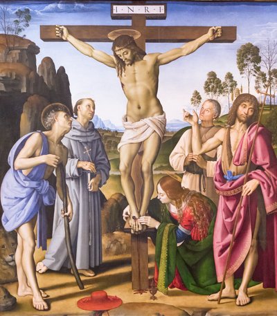 Kruisiging met heilige en de zalige Giovanni Colombini door Pietro Perugino
