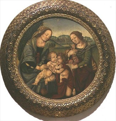 Madonna en Kind met Sint Elizabeth en de jonge Sint Jan de Doper door Pietro Perugino