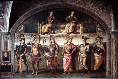 Kracht en matigheid met zes oude helden door Pietro Perugino