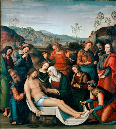 De Kruisafneming of Rouw om de Dood van Christus Schilderij door Pietro Vannucci, genaamd il Perugino door Pietro Perugino