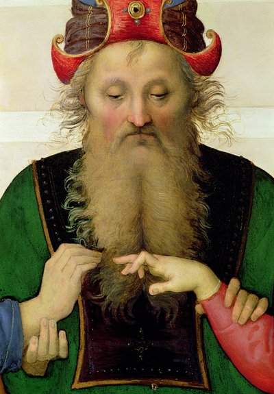 Het Huwelijk van de Maagd, detail van de hogepriester door Pietro Perugino