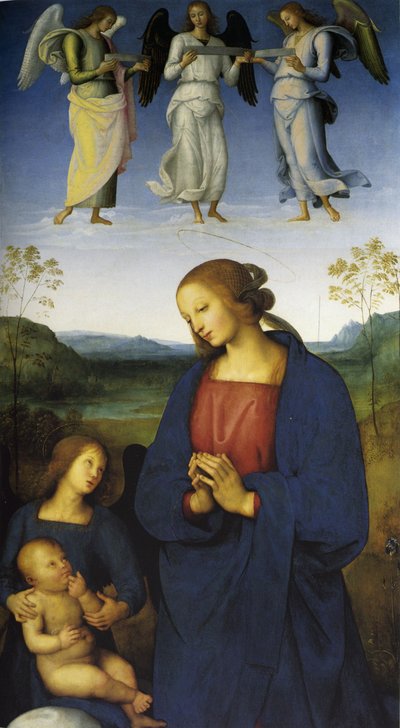 De maagd en het kind met een engel door Pietro Perugino