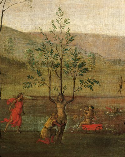 Boomvrouw, detail van Strijd tussen Liefde en Kuisheid door Pietro Perugino