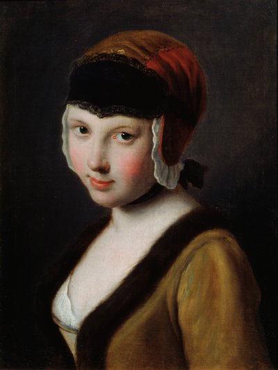 Een meisje met een zwart masker door Pietro Antonio Rotari