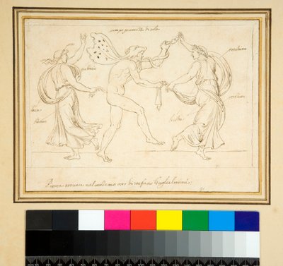 Een sater en twee dansende vrouwen door Pietro Santi Bartoli