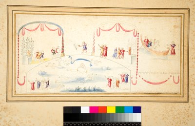 Aphrodite zwemmend met talrijke putti om haar heen door Pietro Santi Bartoli