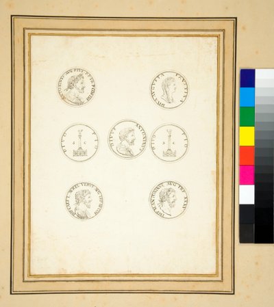 Munten met de zuil van Antoninus Pius door Pietro Santi Bartoli