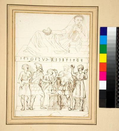 Etruskische cineraria urn (pen) door Pietro Santi Bartoli