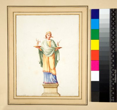 Vrouwelijke figuur op voetstuk door Pietro Santi Bartoli