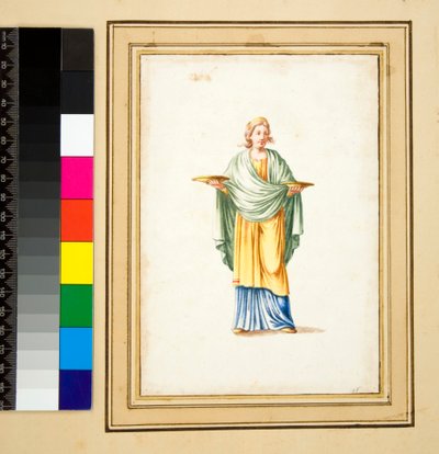 Vrouwelijk figuur op sokkel door Pietro Santi Bartoli