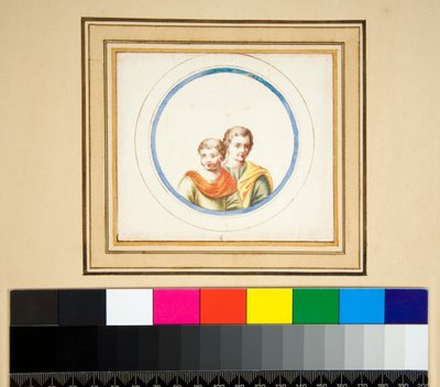 Man en vrouw (bustes) in centrale cirkel door Pietro Santi Bartoli