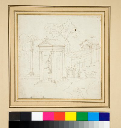 Landschapsschilderij met architectuur door Pietro Santi Bartoli
