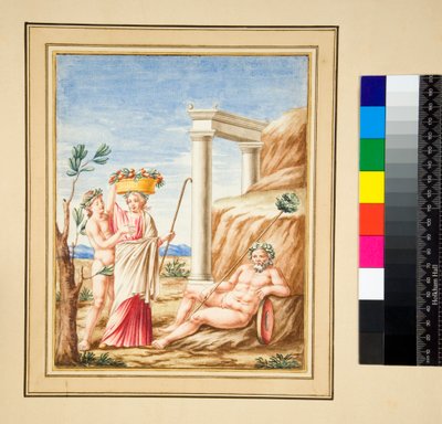 Man liggend, dame en jongeling door Pietro Santi Bartoli