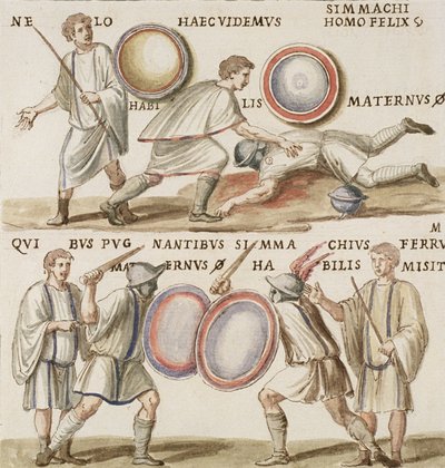 Ms Gen 1496 Plaat CXVI Gladiatoren door Pietro Santi Bartoli