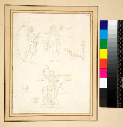 Schets van drie figuren door Pietro Santi Bartoli