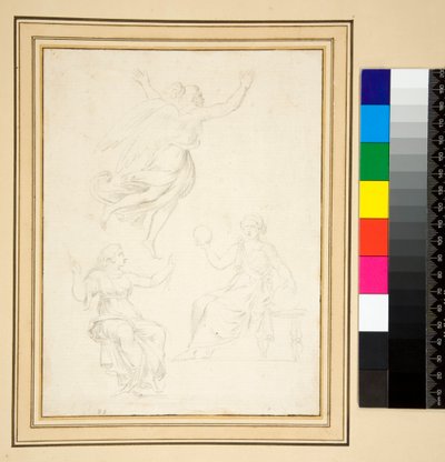 Twee gezeten vrouwelijke figuren door Pietro Santi Bartoli