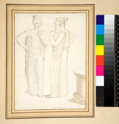 Twee uitzichten van een bronzen beeldje door Pietro Santi Bartoli