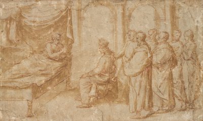 Salomo aan het sterfbed van koning David door Pietro Santo Bartoli