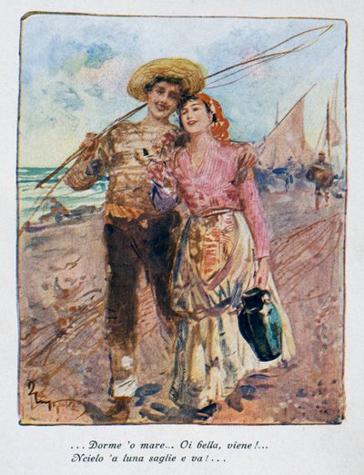 Terug van het vissen, illustratie door Pietro Scoppetta door Pietro Scoppetta