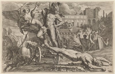 Achilles die het Lichaam van Hector Voortsleept door Pietro Testa