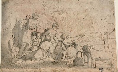 Groep Herders en een Ram door Pietro Testa